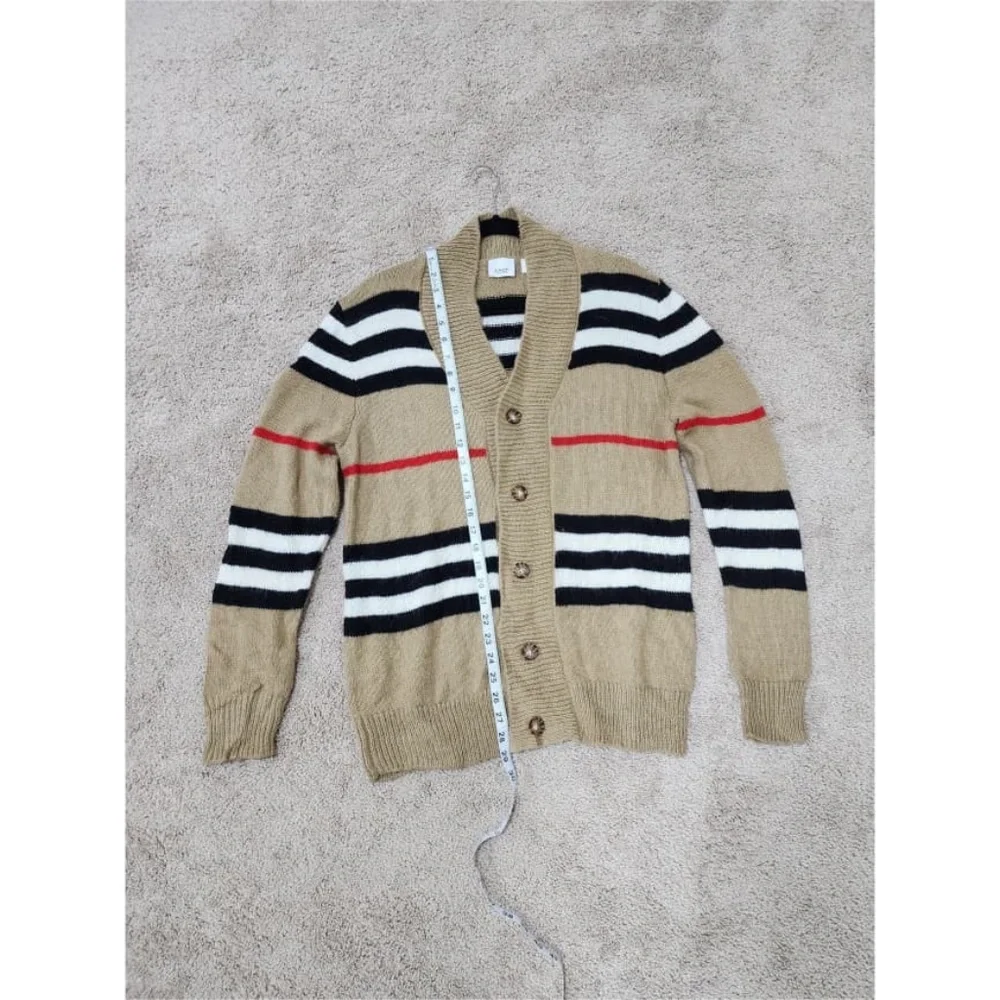 Authentic Burberry Women's Striped V-Neck Button Cardigan Mohair Blend - Picture 4 of 12